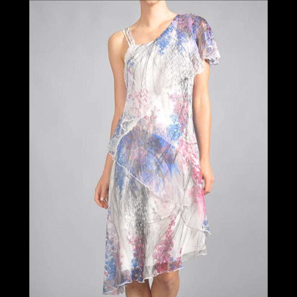 KOMAROV Off Shoulder Cascade Dress‼️